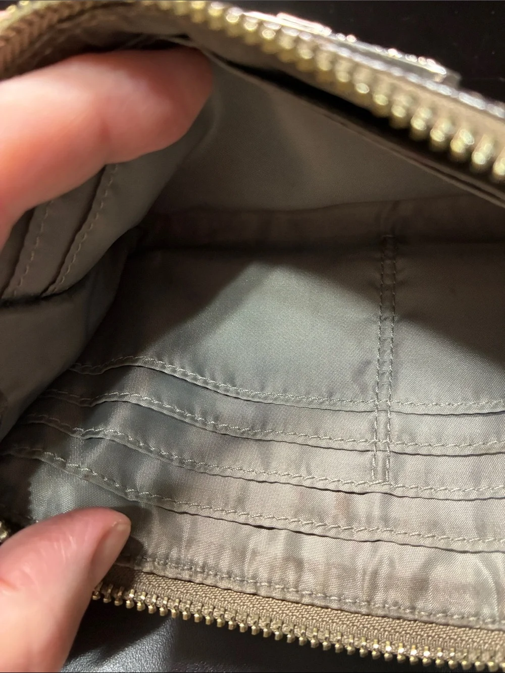 Coach Metallic Taupe Leather Wristlet